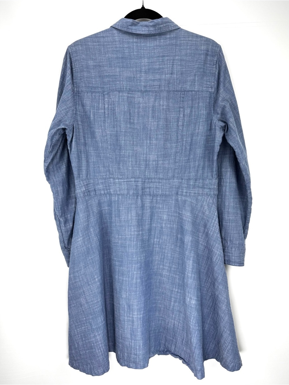 Chambray Blue Denim Button-Front Shirt Dress - Picture 10 of 16
